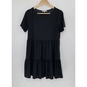 Annalee + Hope Women’s Black Short Sleeve‎ Tiered Swing Dress Sz M USA, FLAW